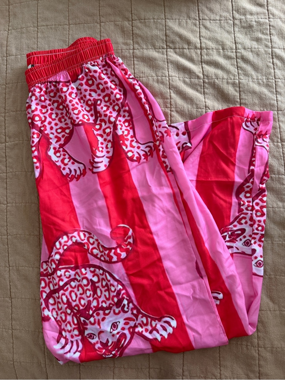 TikTok Viral Bright Pink & Red Leopard Stripe Lounge Pants XXL NWOT